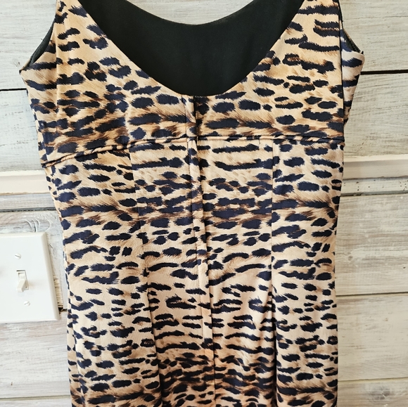 Jessica McClintock Gunne Sax Leopard Print Slip Dress Brown Cream Size 7/8 - Picture 10 of 13